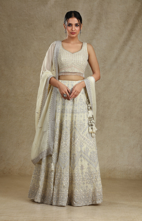 CREAM LEHENGA SET #7600