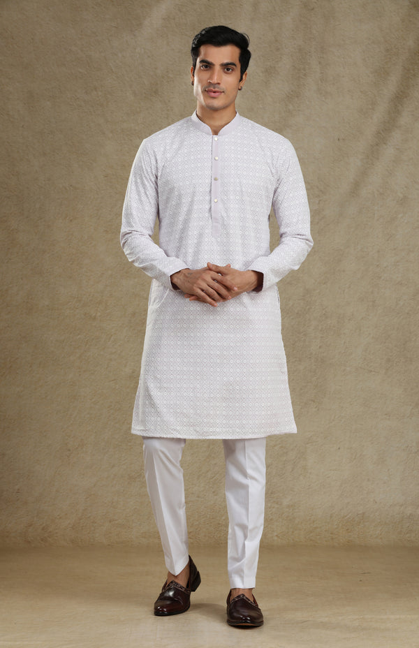 DUSTY LILAC CHIKANKARI KURTA SET #7626