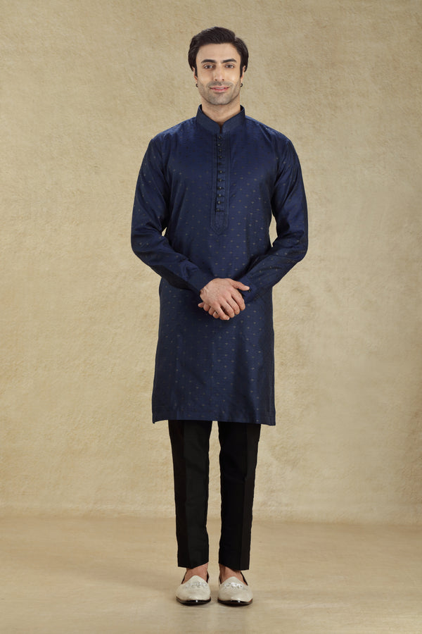 NAVY BLUE PRINTED KURTA SET #8240