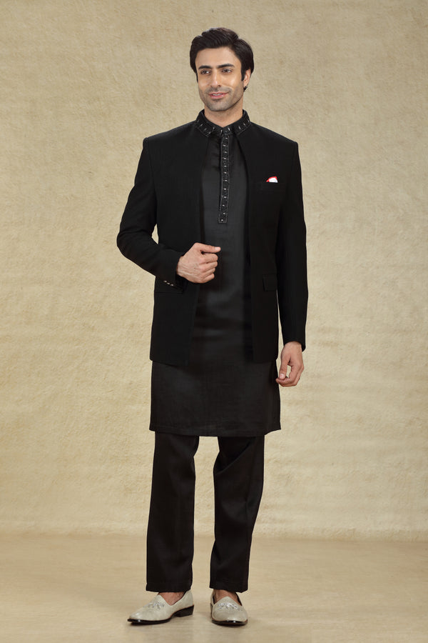 BLACK  JODHPURI SUIT #7942