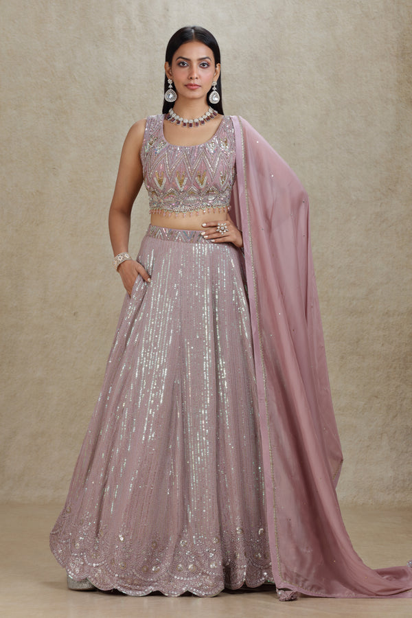 LILAC SEQUINS EMBROIDERED LEHENGA SET #8270