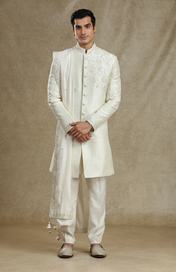 IVORY EMROIDERED SHERWANI SET #7708