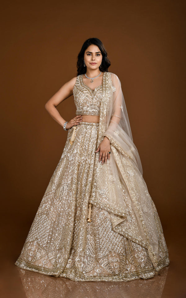 GOLD HAND EMBROIDERED LEHENGA SET #7817