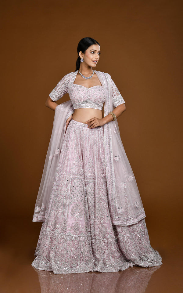 LAVENDER HAND EMBROIDERED LEHENGA SET #7828