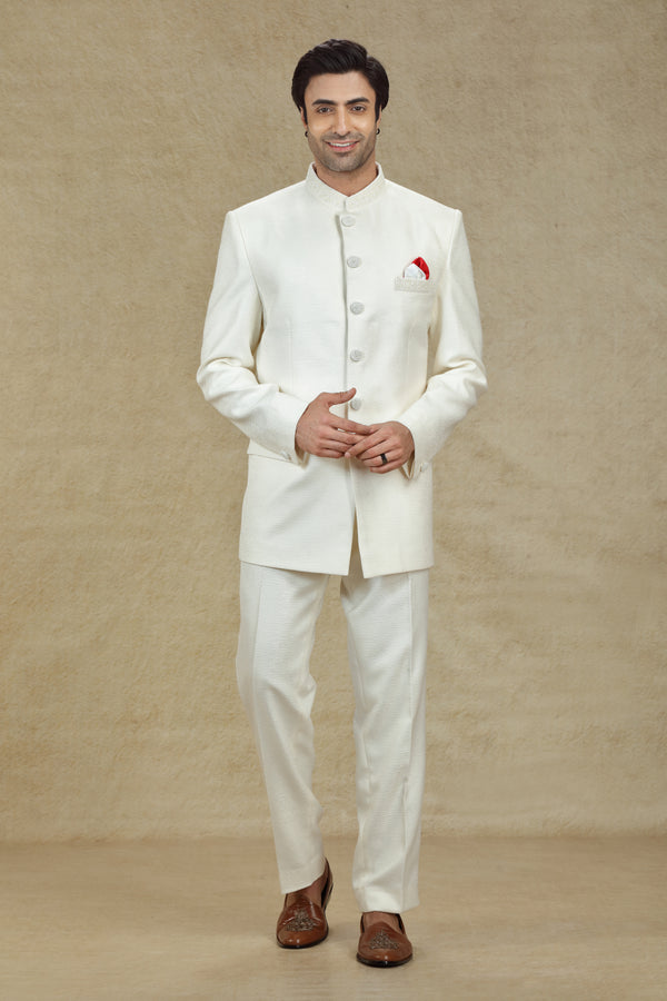 IVORY EMBROIDERED JODHPURI SUIT #7930