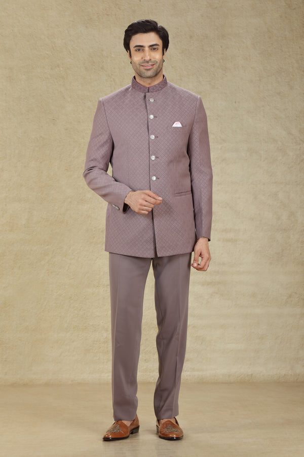 MAUVE PRINTED JODHPURI SUIT #7931