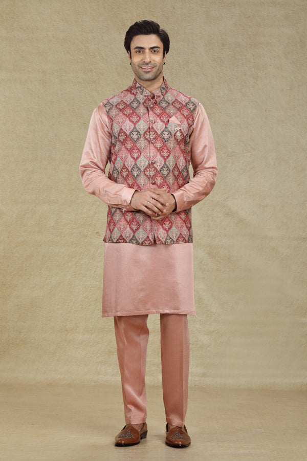 DUSTY ROSE MULTI COLOR BANDI KURTA SET #7982