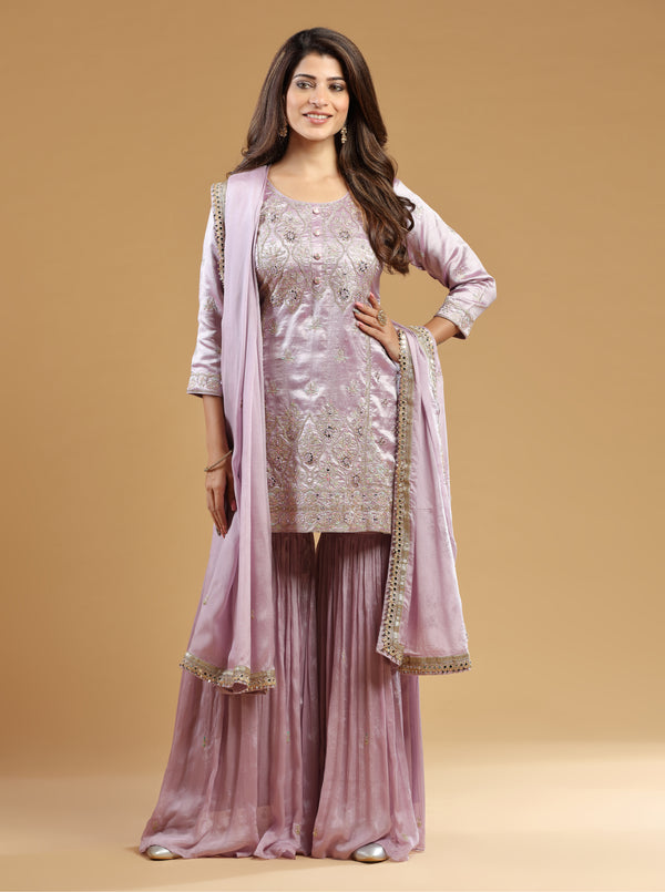 LAVENDER SILK SHARARA SET #7485