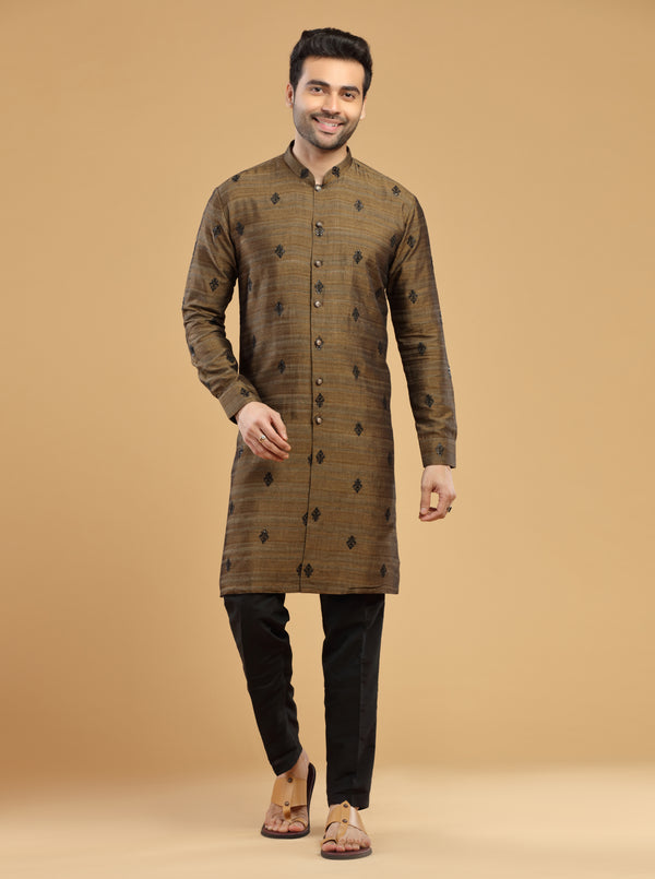 ANTIQUE BROWN Button down kurta Set #7508