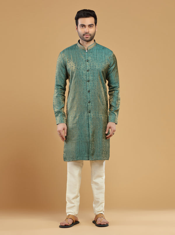 Pine Green Button down kurta Set #7512