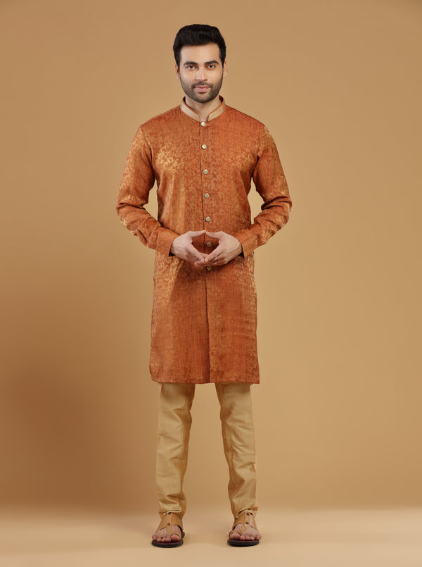 RUST ORANGE Button down kurta Set #7511