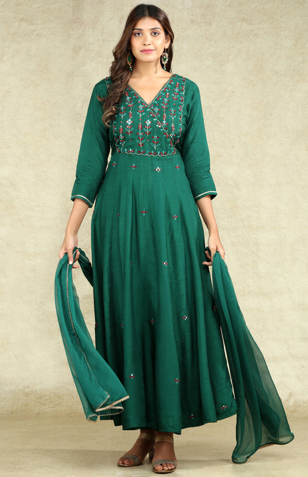 Forest Green Anarkali Set #6809