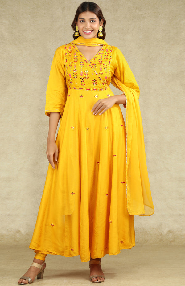 Yellow Anarkali Set #6815