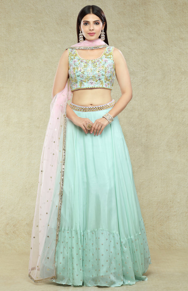 Mint & blush pink Lehenga Set #7087