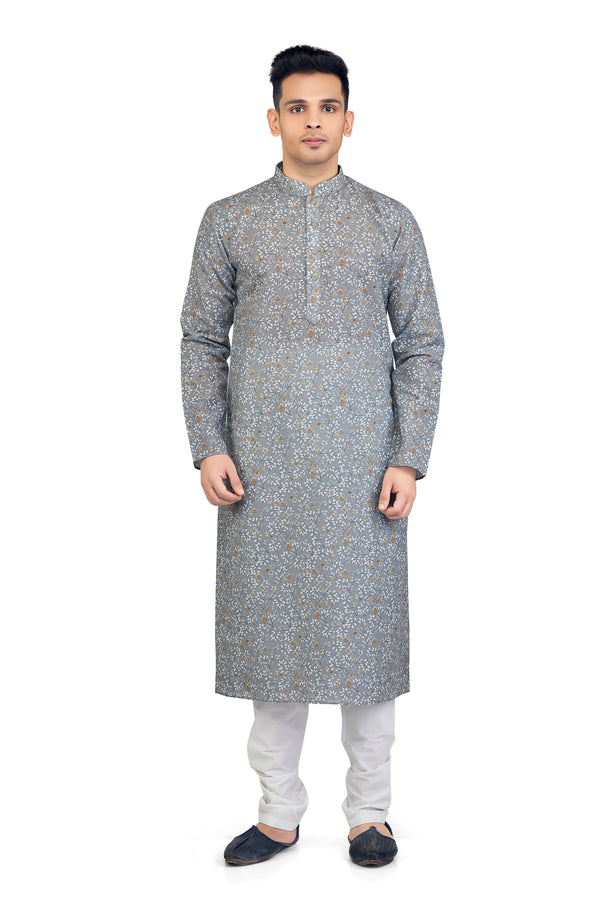 Grey Printed Kurta Set