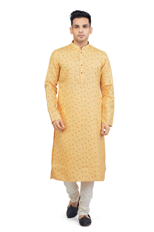 Orange Yellow Printed Kurta Set